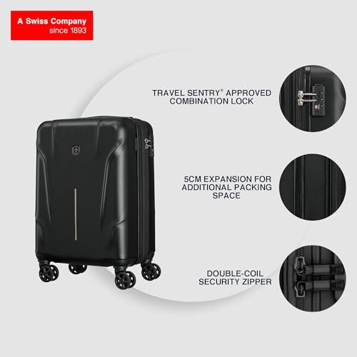 Image of WENGER, Ryon, Carry-On Hardside Suitcase, 37 litres, Black, 653731, Swiss Designed