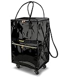 Reusable Grocery Bag on 5 Wheels, Foldable Rolling Tote Bag with Handle and Zipper Cover, Heavy Duty Shopping Cart for Laundry, Market & Travel (Black2, Medium_67L)