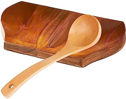 HOMURY Kitchen Wood Spoon Rest: Brown Wooden Spoon Holder Kitchen Utensil Storage Rack Smooth Kitchen Wood Spoon Rest Kitchen Accessories, Kitchen Countertop Wood Spoon Rest for Cabinet and Stove Top