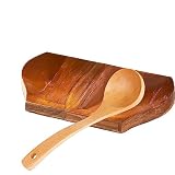 HOMURY Kitchen Wood Spoon Rest: Brown Wooden Spoon Holder Kitchen Utensil Storage Rack Smooth Kitche