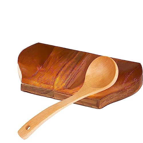Homury Kitchen Wood Spoon Rest: Brown Wooden Spoon Holder Kitchen Utensil Storage Rack Smooth Kitchen Wood Spoon Rest Kitchen Accessories, Kitchen Countertop Wood Spoon Rest For Cabinet And Stove Top #TOP12