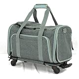 Katzen-/Hundetransportbox, Haustier-Reisetragetasche mit abnehmbaren Rädern, erweiterbare...