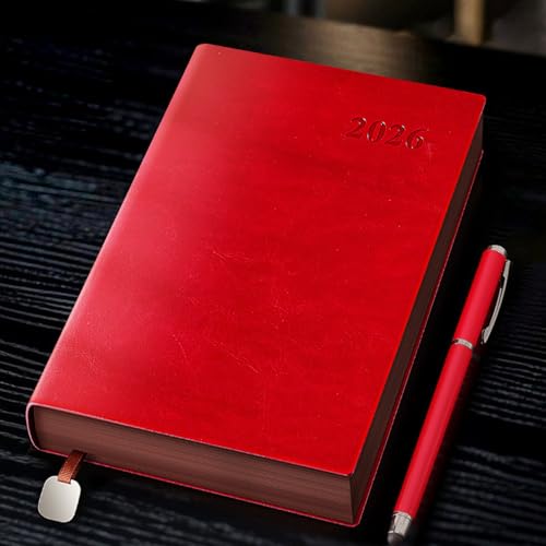 Carnet de notes 2026 en cuir synthétique avec pages datées