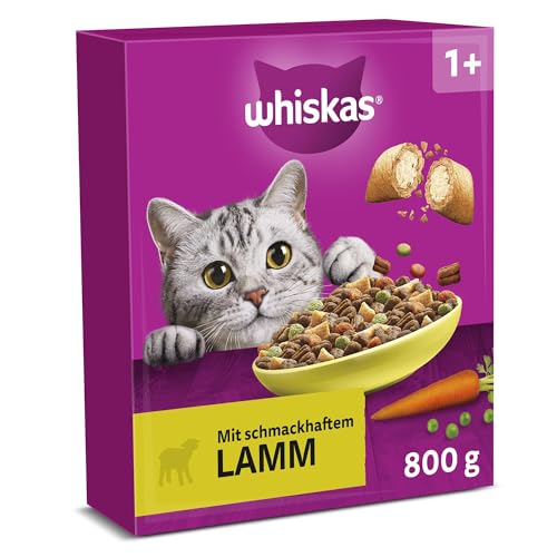 WHISKAS Trockenfutter für ausgewachsene Katzen 5 x 800g mit Lamm