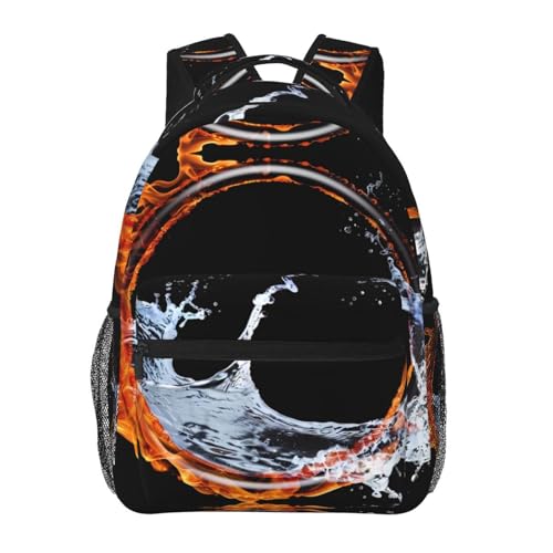 PHAYAH Water Fire Wheel Pattern Backpack 15.7