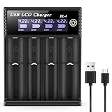 18650 Battery Charger,4 Bay LCD Display Smart Universal Charger for Rechargeable Batteries Ni-MH/Ni-Cd AA AAA 3.7V Li-ion Battery 21700 26650 14500 16650