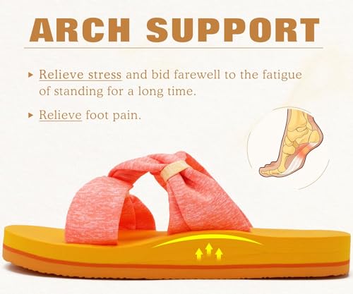 Image of KuaiLu Womens Dressy Bow Sandals Arch Support Yoga Foam Cushion Comfortable Walking Slides Open Toe Summer Beach Indoor Outdoor Slippers