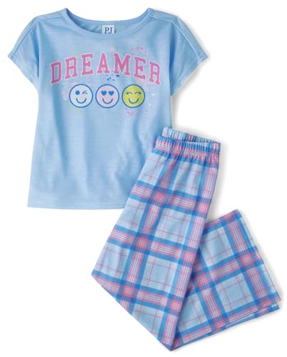 The Children's Place Girls' Short Sleeve Top and Pants,2 Piece Pajama Set