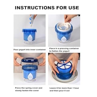 lomonmen Colino per Yogurt Greco,Filtro Yogurt Greco con Coperchio,Separatore di Siero di Latte per Yogurt con Maglia Fine per Yogurt Greco,Succhi di Frutta,Latte,Tè (blu)