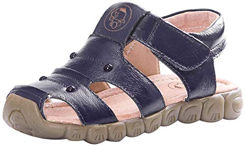 KVbaby Sandales Bout Fermé Mixte Enfant Confortables Flexibles Beach Sandales Filles Garçons Sandales en Cuir - Noir - Taille 25 / longueur du pied: 14,7 cm