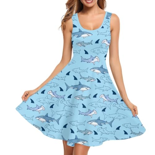 Image of Women Stylish Tank Dresses Sleeveless Round Neck Midi Casual Dress with Pocket for Summer