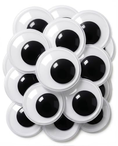 XdealCozyxc 16 Pcs 50 mm Activity Large Eyes Googly Self Adhesive Black White Plastic Sticky on Big Eyes Googly for DIY