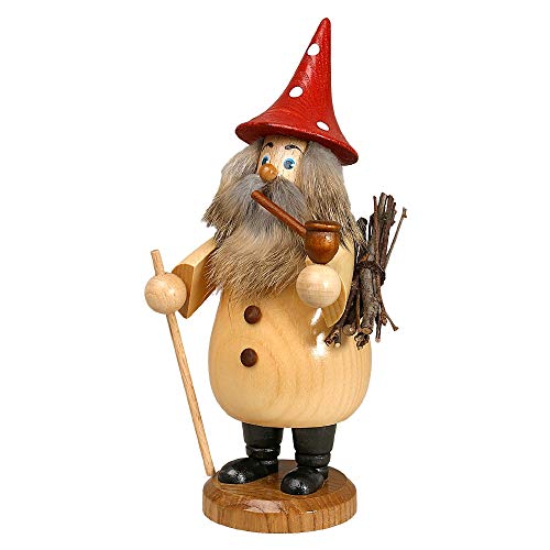 Drechselwerkstatt Uhlig Räuchermännchen Wurzelzwerg Natur, Hut rot -...