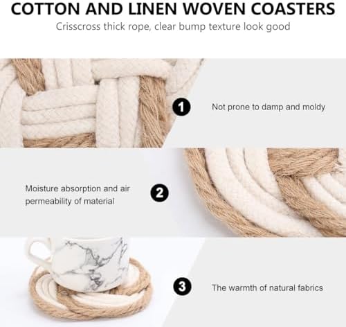 NUOBESTY Pamuk ipliği ve ketenden dokuma altlık, ısıya dayanıklı ve kaymaz yuvarlak masa setleri, ev dekorasyonu ve masa koruması için, rastgele renk - Görsel 3