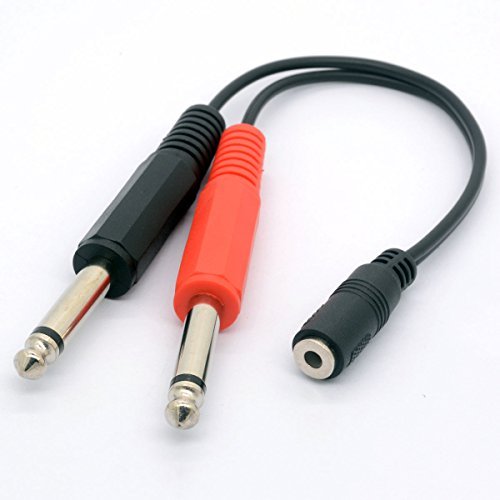 3.5mm (Mini) 1/8" TRS Stereo Female to 2 Dual 1/4" 6.35mm Mono TS Macho Y Splitter Cable Adaptador de Audio Stereo Converter Amplificador de Guitarra 20cm/8inch Cover