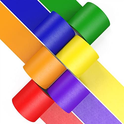 CHIYUNS Colored Masking Tape Rolls, 2 inch Wide Total 180 ft Long, Craft Tape Color Painters Tape Colorful Art Tape Rainbow Labeling Tapes Marking Tape for Kids Crafts Moving Classroom, 6 Colors