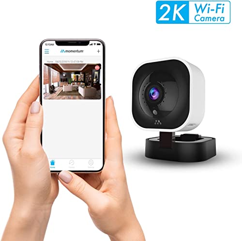Image of MOMENTUM 2K Indoor Security Camera, Cameras for Home Security, Home Security Camera WiFi, Motion Detection, IR Night Vision, Phone App, 2-Way Audio, HD Video, Siren, 24Hr Cloud Storage, Micro SD Card