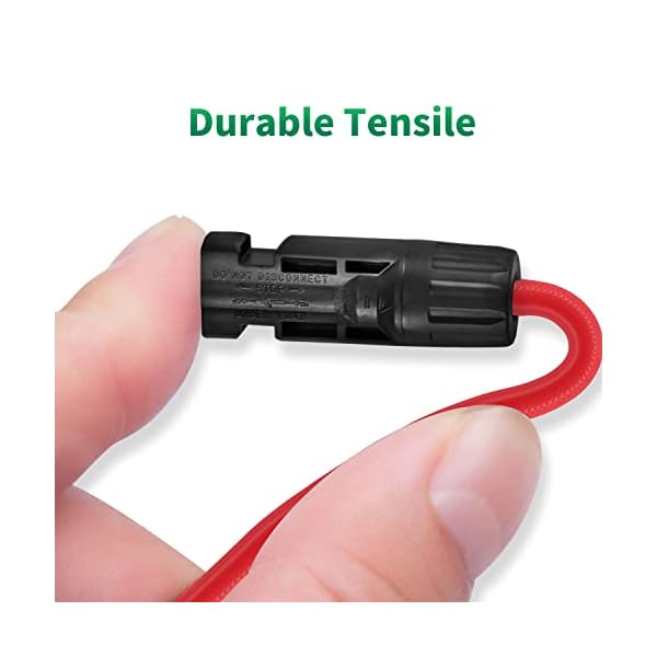 GENORTH 6 mm² Solarkabel Y-Verteiler,1 Paar Solarpanel Y Stecker 1Y2 10AWG Y Stecker Fotovoltaik Kabel Y Stecker,1Y2 Stecker Paar für Solaranlage Steckerfertig(Rot +Schwarz). – Bild 6