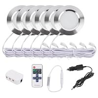 Sepzlly 6 Stück 12V LED Einbaustrahler Wohnmobil Dimmbar mit Fernbedienung 3W 6000K Kaltweiß Silber Innenraumleuchten für Campervan VW T4 T5 Boot