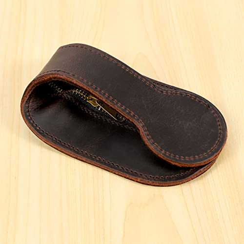 XIAOJUN Raquette en Cuir Boston Coin Poche en Cuir Épais pour Homme et Défense Multifonctionnel, marron, taglia – vue 6