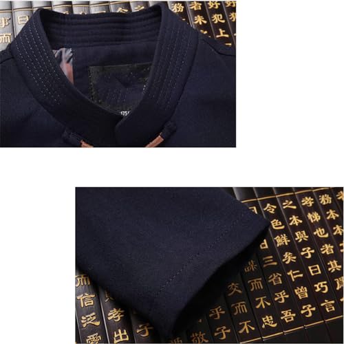 PTATT Tang garnitur męski tradycyjna chińska odzież Hanfu płaszcz z długim rękawem męski tops-M-4XL, niebieski, L