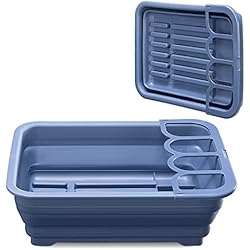 Cesta Escurridor Para Fregadero Redondo Navaris Escurridor de Platos Plegable - Escurreplatos de Cocina para secar vajilla Loza Cubiertos Vasos ollas - Cesto escurridor portátil para Viajes