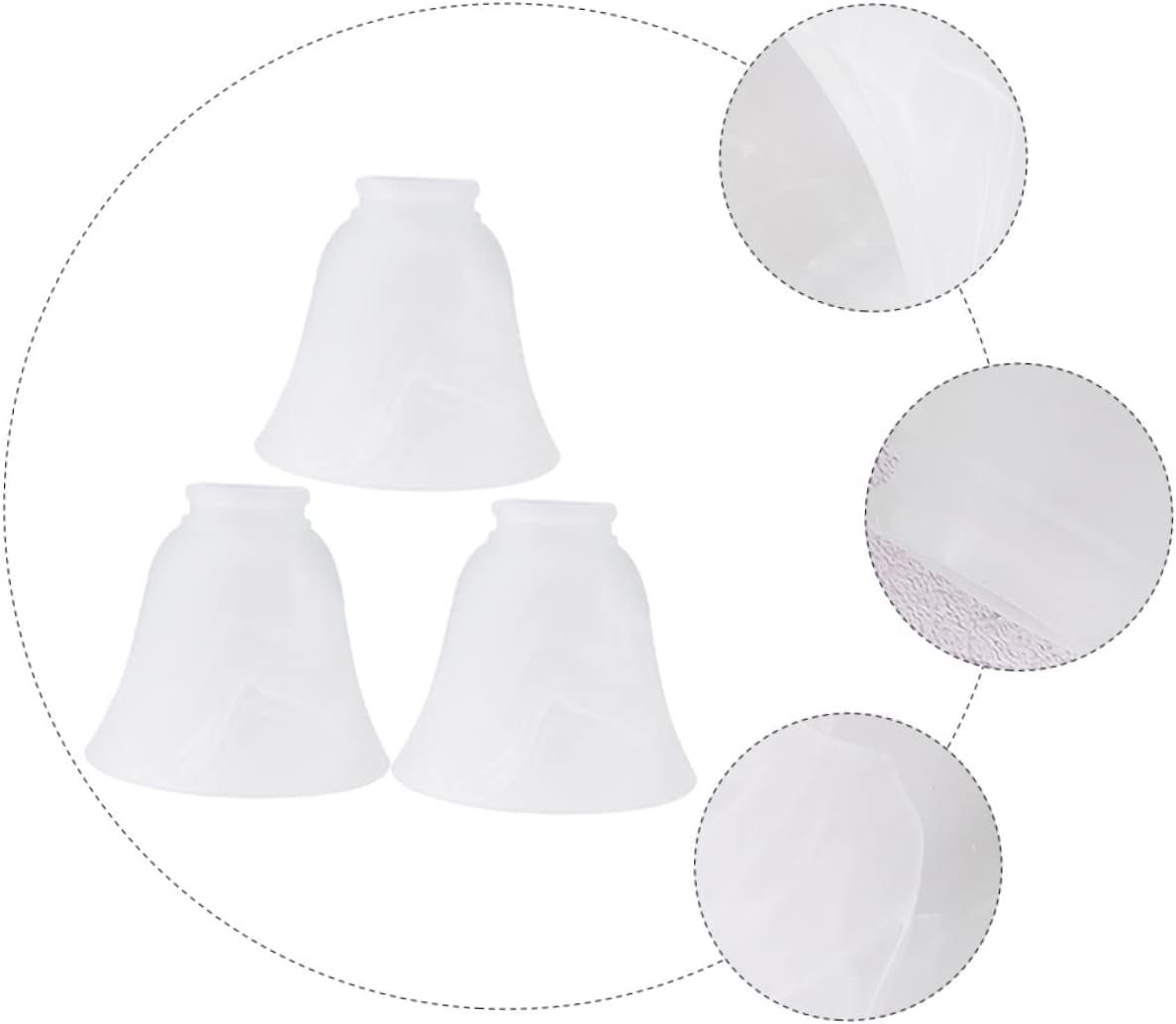 3pcs Frosted Glass Lamp Shade Interface Replacement Covers for Home Lighting Easy Installation Softens Light for Warm Atmosphere