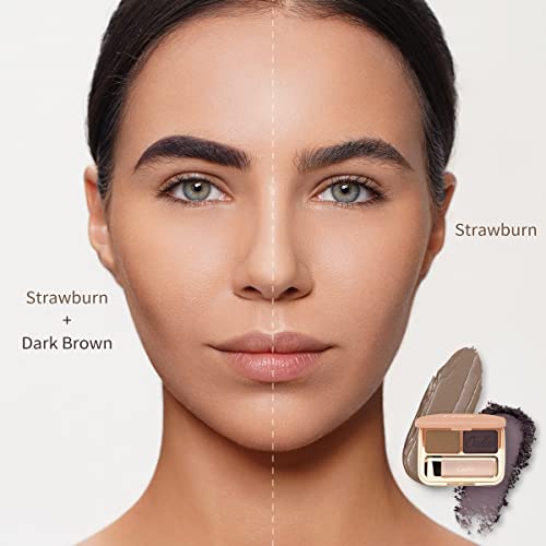 Oulac Waterproof Eyebrow Powder Gray Kit With Brow Brush 2 In1 Long Lasting Instant Eyebrow Pomade & Powder Natural Makeup For Sparse Brows 3.2 G/0.11 Oz (Strawburn） #TOP1