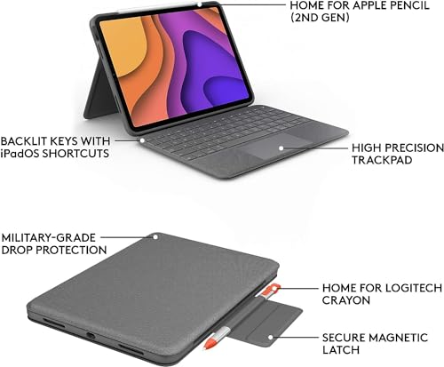 Logitech(ロジクール) Folio Touch iPadキーボードケース トラックパッドとスマートコネクタ付き iPad Air(第4世代および第5世代)用 - グラファイト (リニューアル)