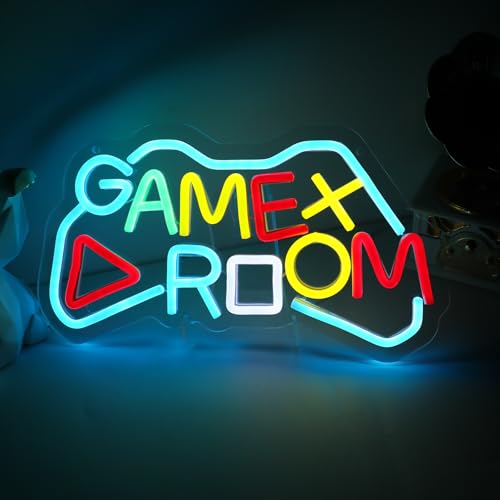 Image of ENUOLI Game Room Neon Sign for Wall LED Lights for Bedroom Dimmable Gaming Neon LED Sign Colorful Game Neon Sign for Wall Decor Kids Teens Boys Room