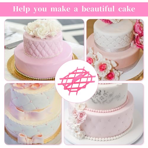 Rhombus Diamond Shape Fondant Cake Mould Embosser Embossing Cutter Mold Stamp Tool Accessories for Cake Fondant Cake Baking Fondant Tools Cake Stencils for DIY Baking & Clay Crafts