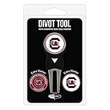 Team Golf NCAA South Carolina Gamecocks Divot Tool Pack With 3 Golf Ball Markers Divot Tool with 3 Golf Ball Markers Pack, Markers are Removable Magnetic Double-Sided Enamel