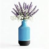 Moderne dekorative Vase mit vertikaler Textur – minimalistisches elegantes Design für getrocknete oder künstliche Blumen, ideal für Heim/Studio/Büro, Tischdekoration (blau)