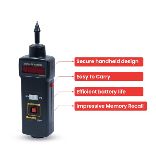 HTM-590 Contact Type Digital Tachometer: LED Red Display, Ideal for Industrial Applications, Accurate and Easy-to-Use RPM, Memory Recall, Best Battery Life, Low Battery Indicator, 1-sec Sampling Rate by Systems Tech - Used condition - Image 7