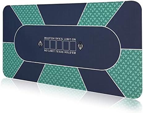 FURUISEN 70'' x 35'' Professional Poker Mat, 8 Player Portable Rubber Texas Hold'em Poker Table Top Layout w/Carrying Bag to Play Cards, Poker Games, Blackjack, Casino