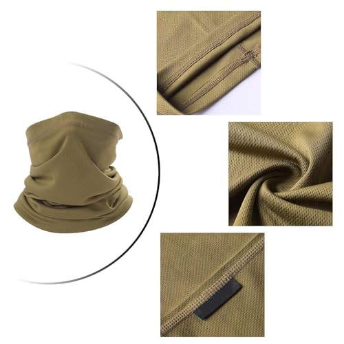Coyote Brown Neck Gaiter, tan face mask bandanas men cooling summer, half face covering women (1pc Coyote Brown & 1pc army green)3