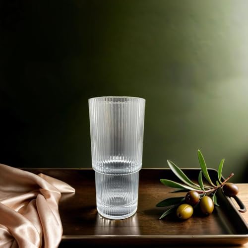 Image of SKDBPM Ribbed Glass Coffee Sipper with Wooden Lid and Straw Pack of 1,Multipurpose Drinking Tumbler for Juice Soda Smoothies Cocktail Home & Travel Mugs(Pack of 1)