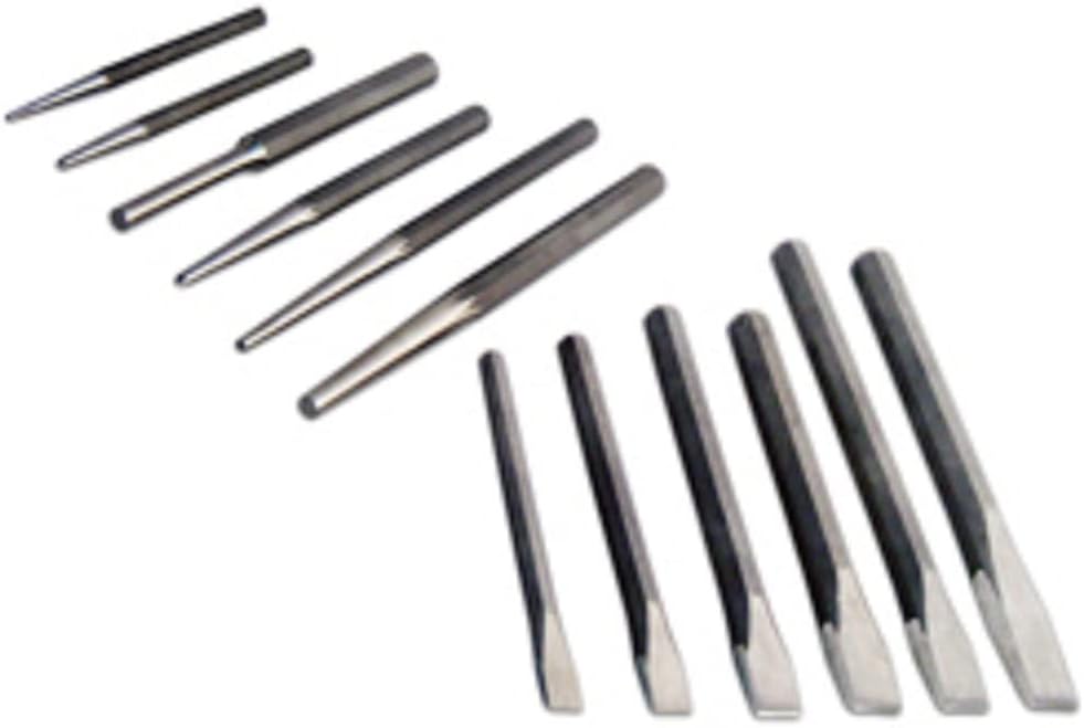 12 pc Large Heavy Duty Punch & Chisel Set cold taper center pin w/Pouch