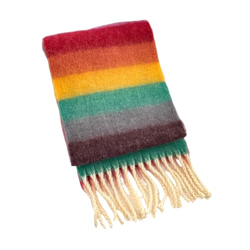 Colorful Striped Kids Scarf With Tassels Soft & Comfortable Neckerchief Warm Winter Accessory For Boys Girls 3-12Y3