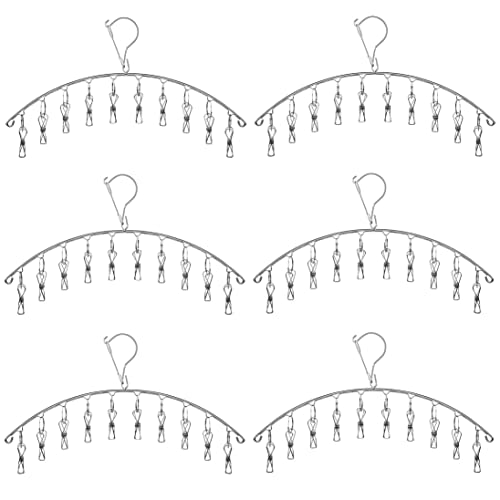 Skroad 6 Stück Wäscheständer aus Edelstahl, für Socken, Unterwäsche, Wäscheklammern mit 10 Wäscheklammern, winddicht