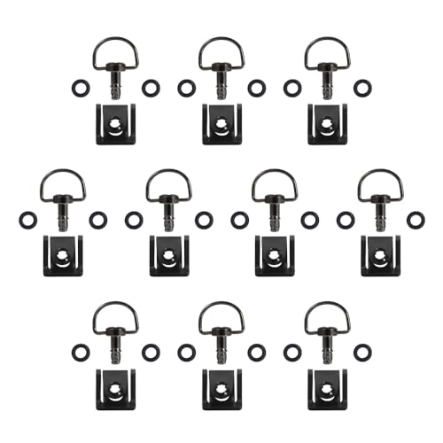 Porotmotor Motorcycle Race Fasteners Quick Release D-Ring 1/4 Turn Race Fasteners Clip Style Type C (Chrome Black （Black Clips）, 19mm)