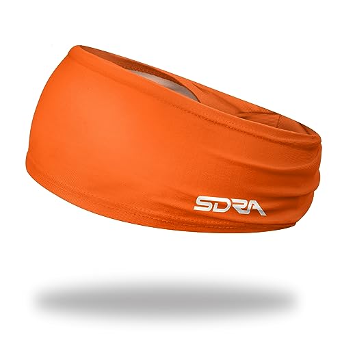 Suddora Bandeau large de couleur unie (fabriqué aux USA) – Entraînement, football, football, yoga (orange)
