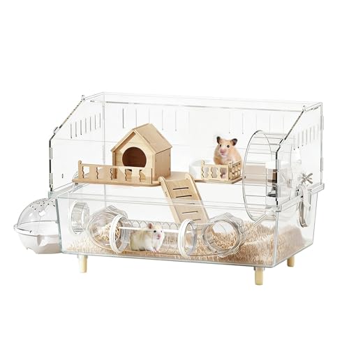 Cage à hamster en verre acrylique - Habitat de vie acrylique pour chinchilla, hérisson, petits animaux, gerbilles, hamsters, chinchillas, hérissons - Activité calme...