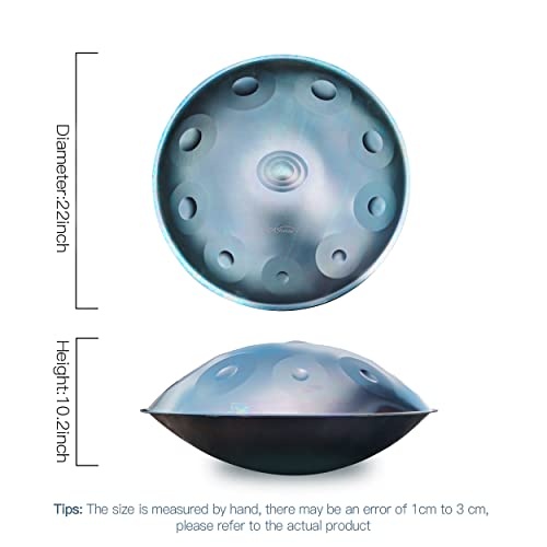 AS TEMAN HANDPAN, Handpan drum instrument in D Minor 10 Notes 22 inches Steel Hand Drum with Soft Hand Pan Bag, 2 handpan mallet,Handpan Stand,dust-free cloth - Thumbnail 3