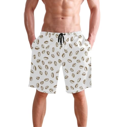 Coffee Beans Mens Swim Trunks Quick Dry Beach Shorts with Pocket S 2302522