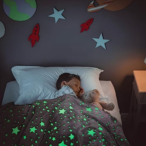 Manta Brilha No Escuro, Cobertor Solteiro Infantil, Microfibra Aveludada, Toque Macio, Fluorescente,