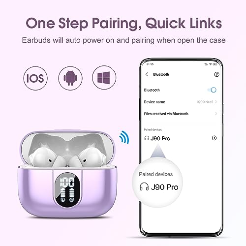 Image of 2025 Bluetooth 5.3 Headphones Wireless Earbuds HiFi Stereo, 40H Playtime in-Ear Earbud, Bluetooth Earbuds with LED Power Display, IP7 Waterproof Wireless Earphones Sport Headset for Android iOS
