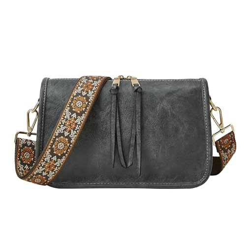 Image of Crossbody Bag for Women, Bohemian Vintage Purse with Wide Strap | Stylish Vegan Leather Design, Adjustable Shoulder Strap, Versatile for Daily Travel and Weekend, Ideal Gift Choice