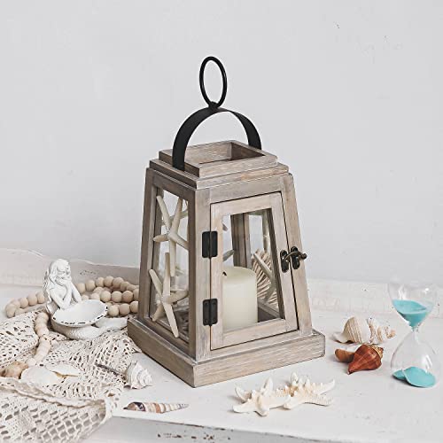 Nikky Home Nautical Style Wooden Lantern Candle Holders, Rustic Distressed Wood Grain Lantern Holder For Indoor And Outdoor Events Parties And Weddings #TOP1