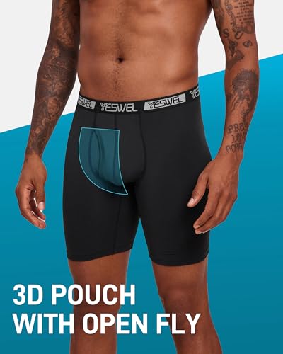 Men's Underwear Boxer Briefs, Performance Athletic Microfiber for Active Sports 3 Pack3